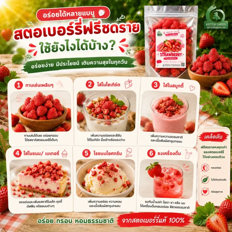 สตรอว์เบอร์รีฟรีซดราย การใช้งานต่างๆ