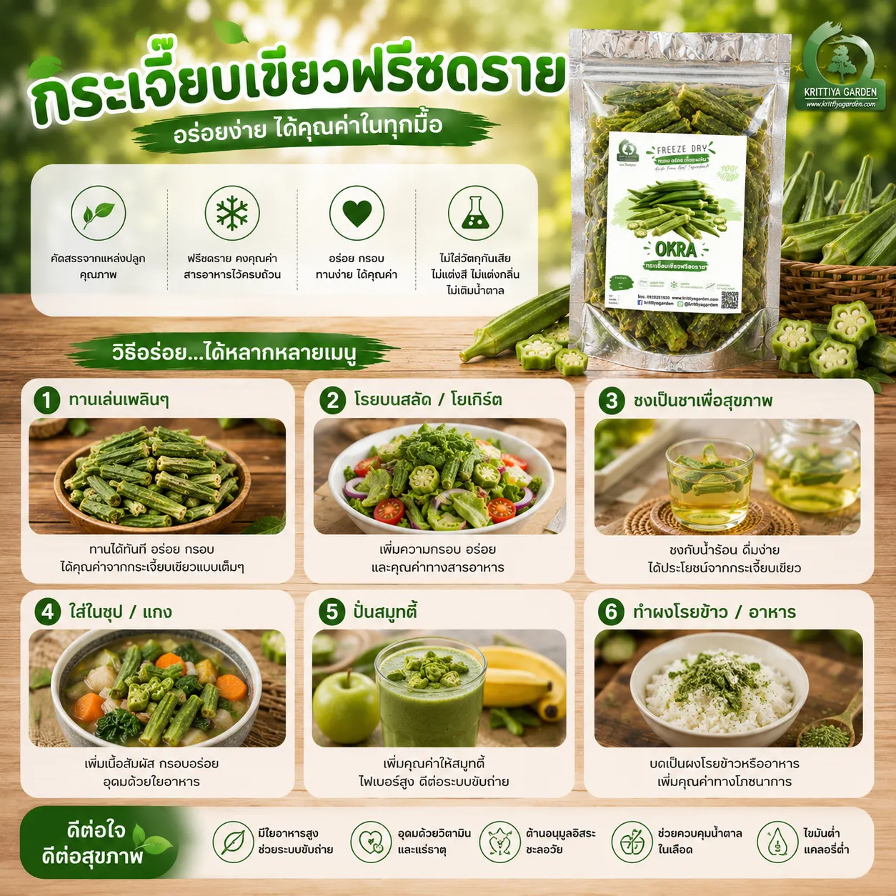 การใช้งานกระเจี๊ยบเขียวฟรีซดราย