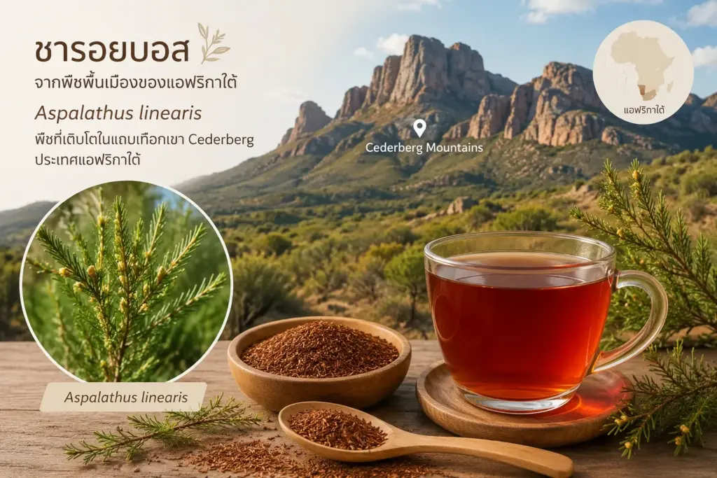 ชารอยบอส จากใบของพืช Aspalathus linearis